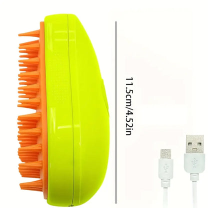 Cepillo de Vapor 3-en-1 + Masajeador para Gatos – Suaviza Pelo y Relaja