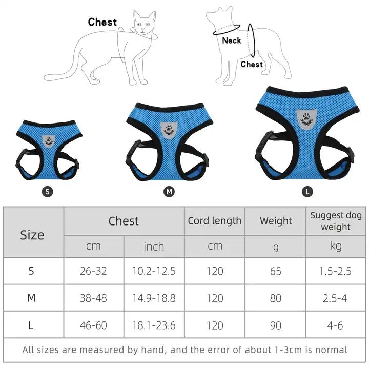 Pechera Ajustable para Perros y Gatos – Paseos Seguros y Cómodos