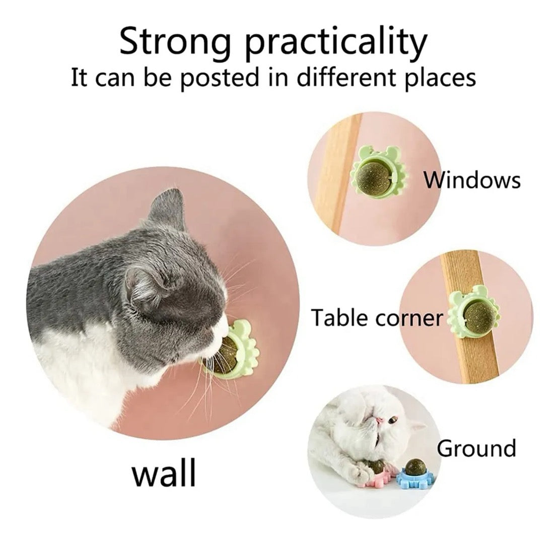Pelota Catnip Autoadhesiva para Gatos – Juguete Estimulante